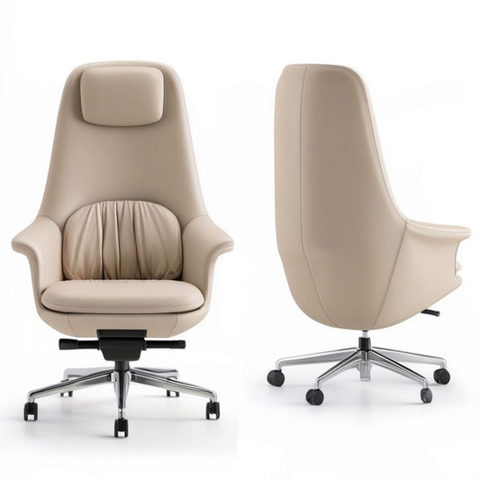 Ergonomischer Bürostuhl aus PU-Kunstleder Beige, 68 x 68 x 118–128 cm