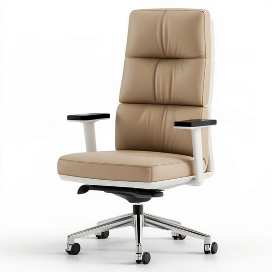 Chefsessel höhenverstellbar mit Rollen, 67 x 67 x 121–131 cm, Beige