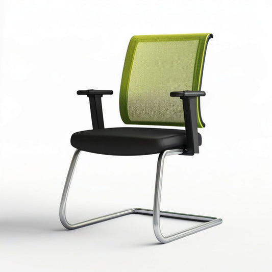 Freischwinger-Bürostuhl mit Armlehnen, 60 x 60 x 96 cm, Grün/Schwarz/Silber