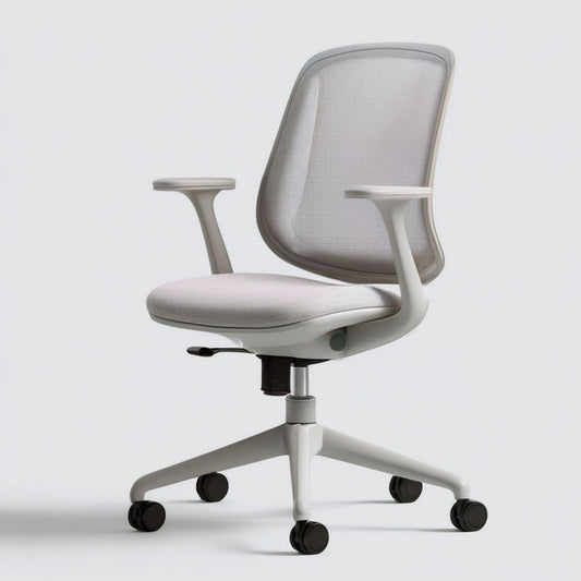Ergonomischer Bürostuhl mit Armlehnen und Rollen, Hellgrau, 64 x 64 x 96–106 cm